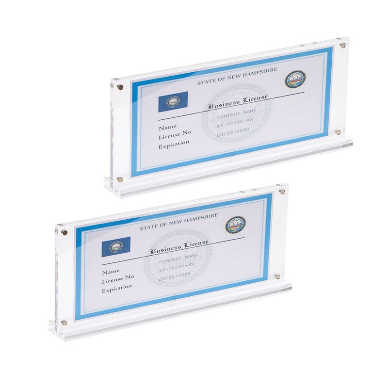 IEEK 2 Pack of Acrylic Business License Frame for 4x9 Business License Certificate Desk/Table Top Display Clear Certificate Holder Panoramic Photograph Picture Frame 4x10 Inch - Image 1